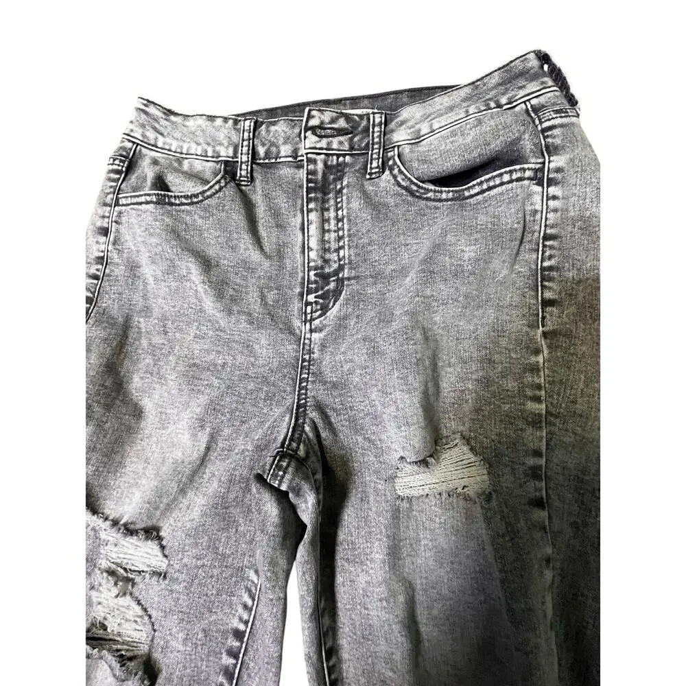 Gray Acid Wash Distressed High Rise Skinny Jeans Size 29
